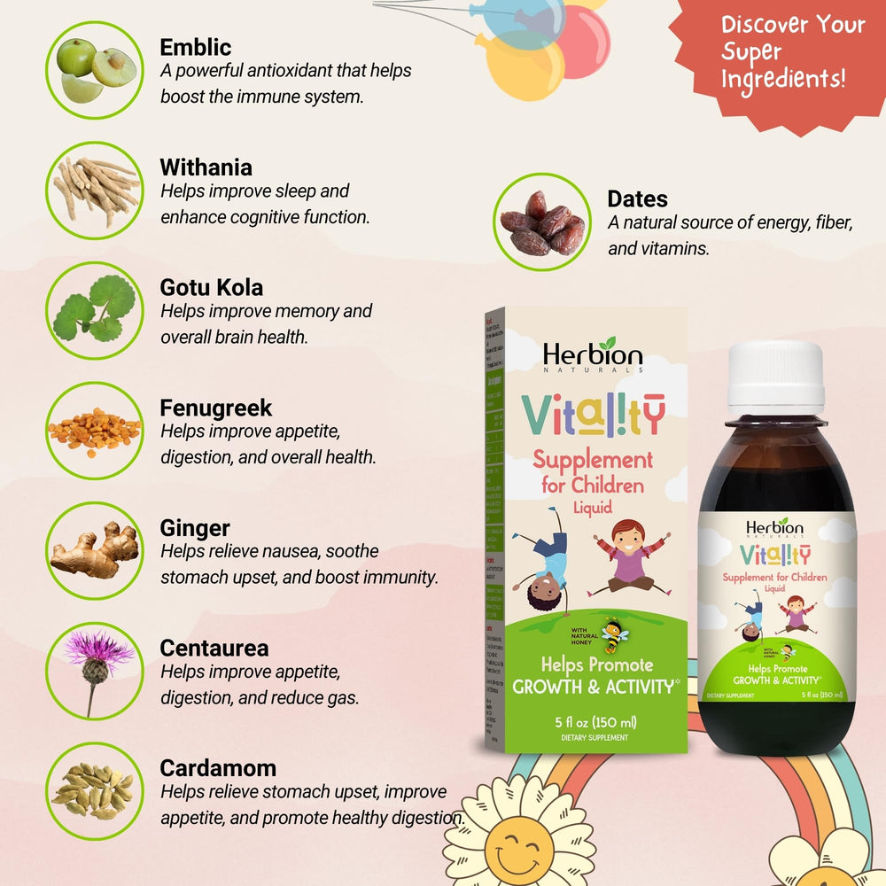 Herbion Vitality ingredients gotu kola withania shown in herbal blend.