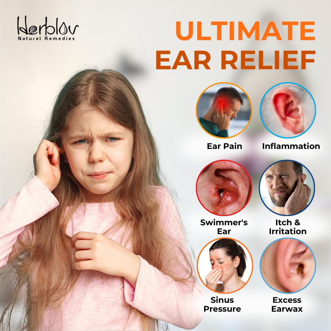 Herblov ear drops dropper applying gentle care to child's ear