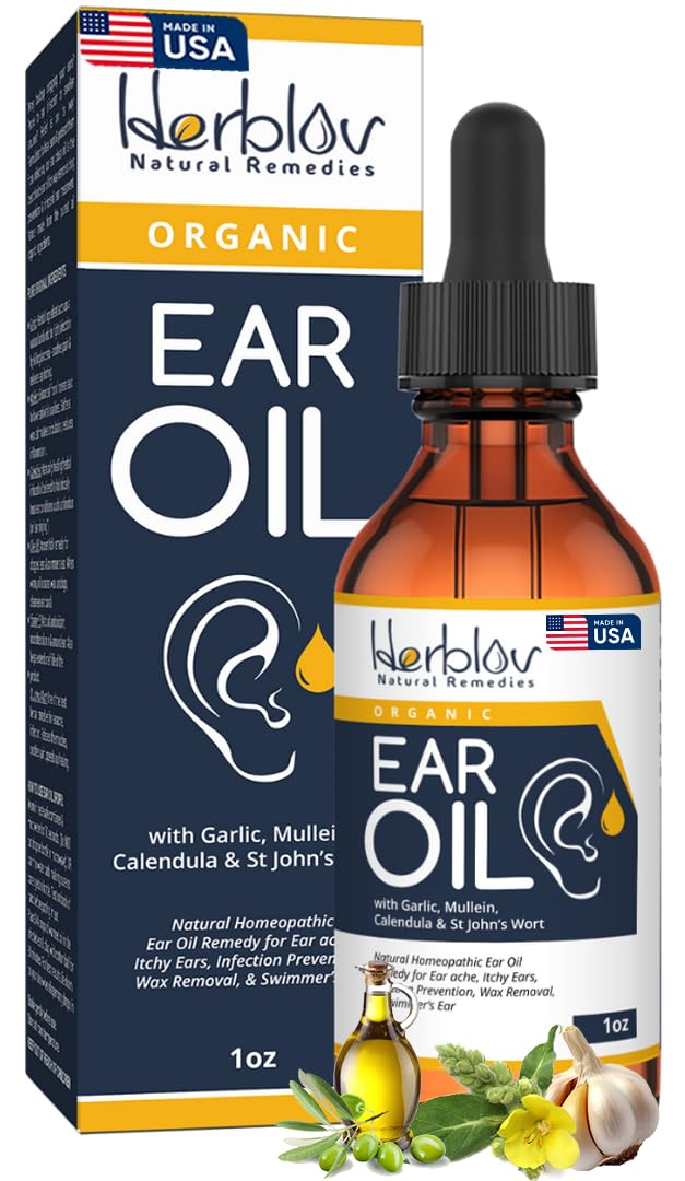 Herblov Organic Ear Oil bottle pour for gentle ear care
