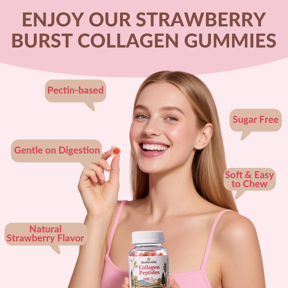 Herbovella Marine Collagen Gummies helping skin, hair, and nails in daily routine