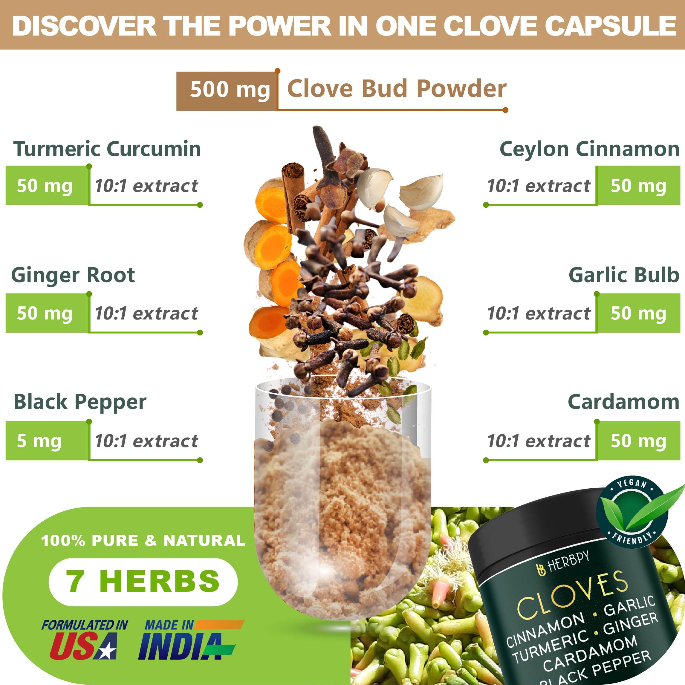 Herbpy 7in1 blend ingredients image highlighting cloves and spices for daily vitality.