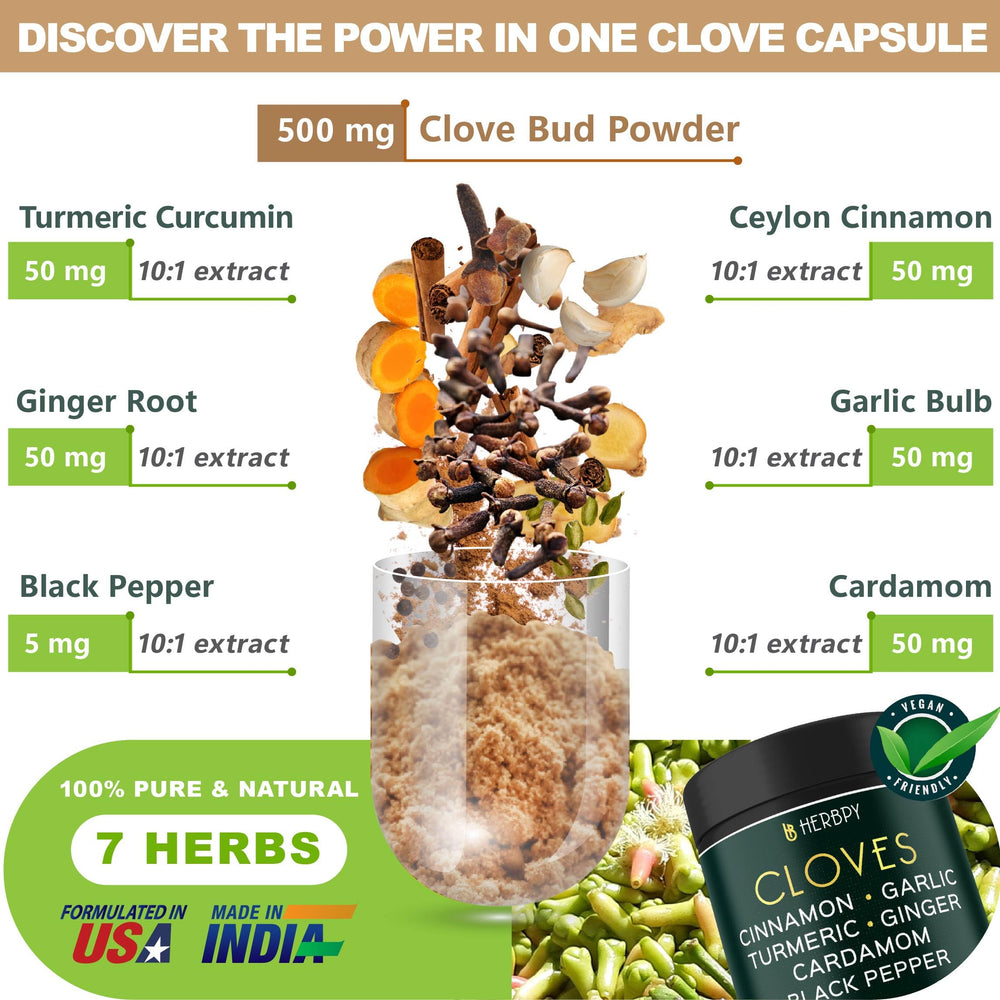 Herbpy 7in1 blend ingredients image highlighting cloves and spices for daily vitality.