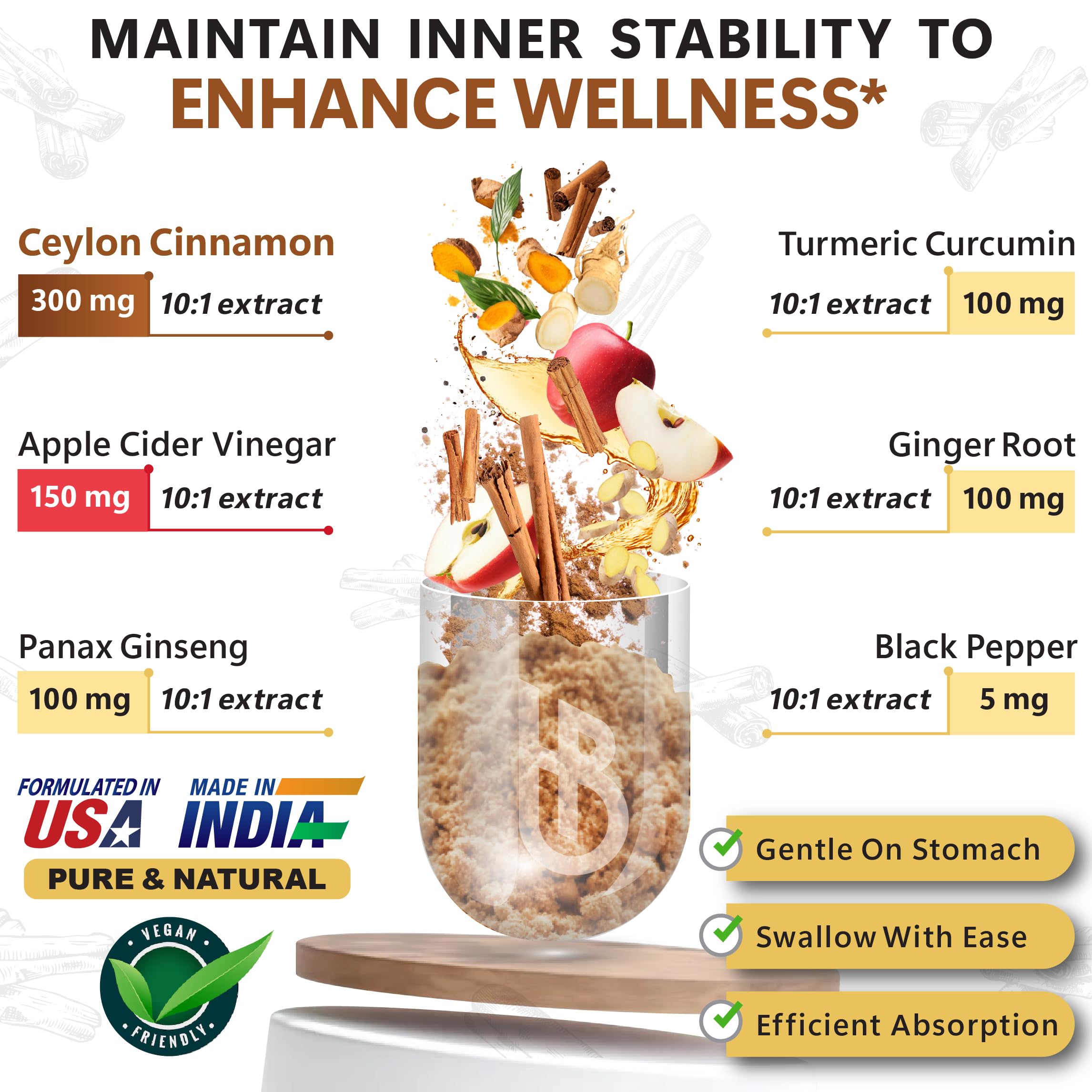 Herbpy apple cider vinegar cinnamon capsules in bottle