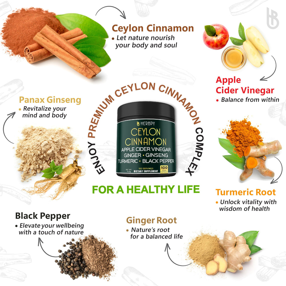 Herbpy vegan cinnamon capsules closeup—gluten-free and non-GMO