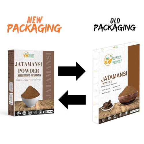 Herbs Botanica Jatamansi powder with spoon for convenient daily use.