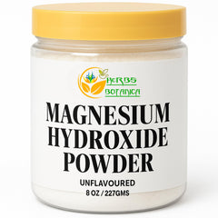 Herbs Botanica Magnesium Hydroxide Powder 8oz in resealable pouch for DIY personal care.