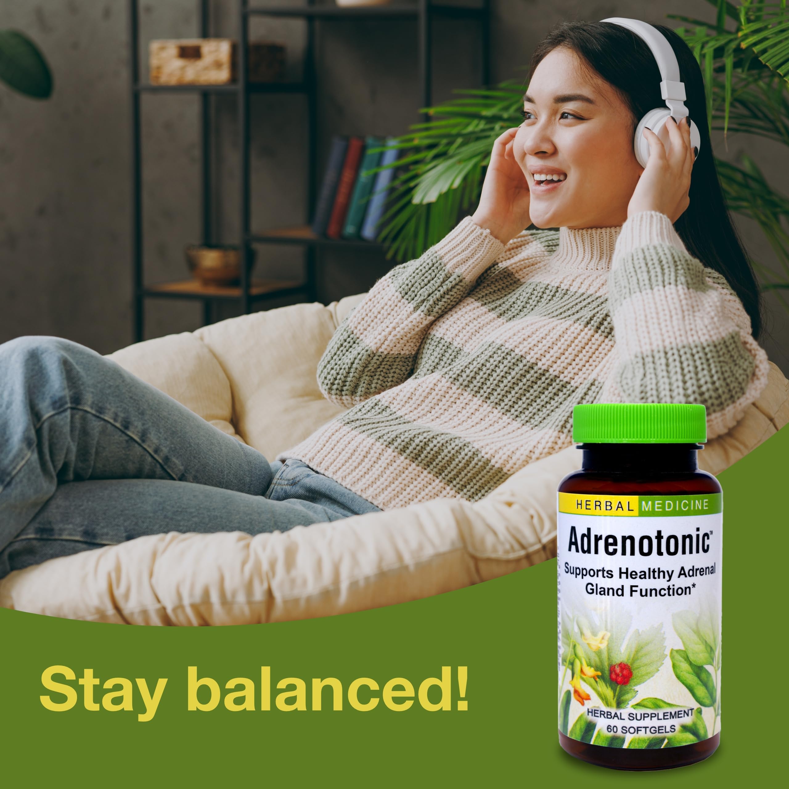 Herbs Etc. Adrenotonic bottle-pour demonstrates simple dosage with water.