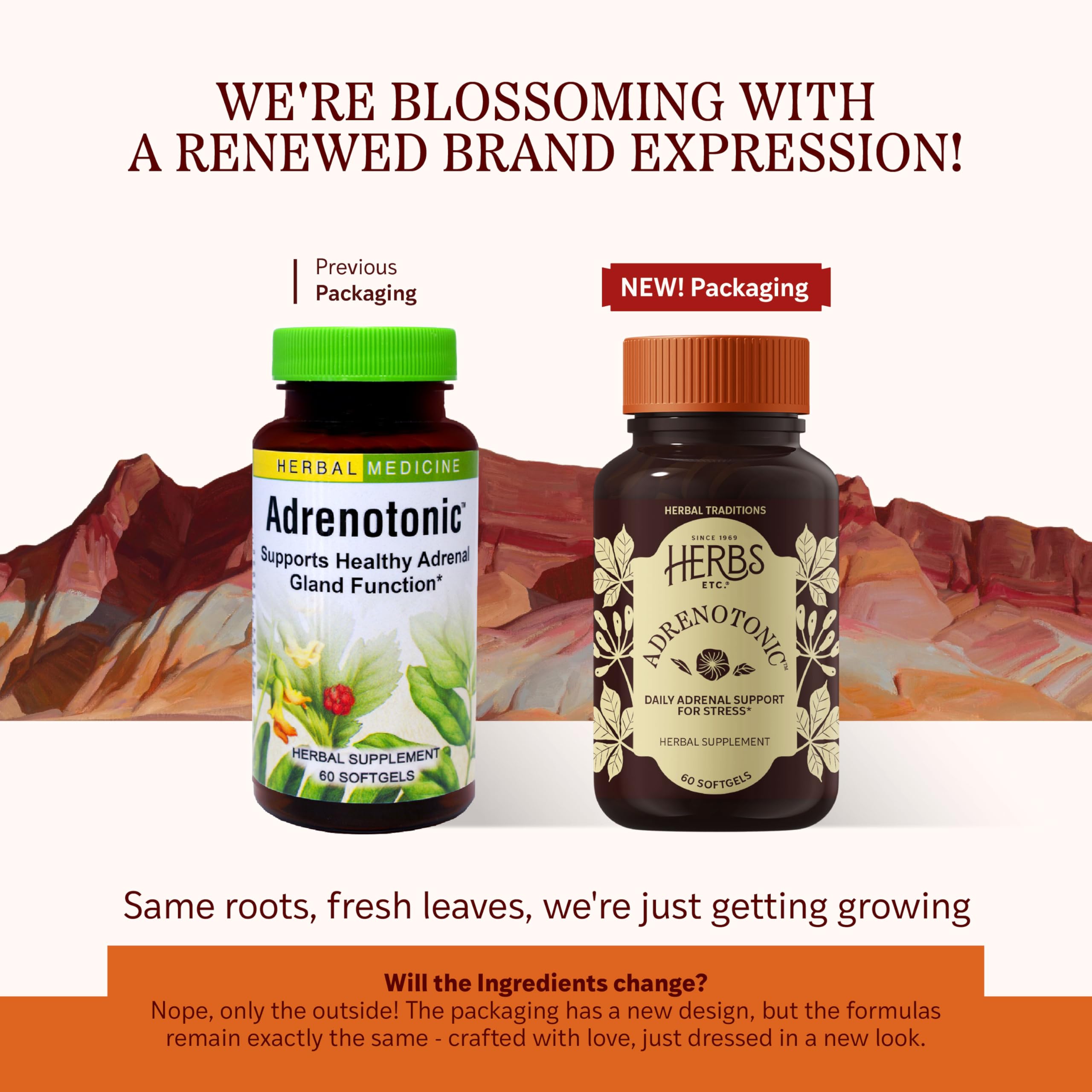 Herbs Etc. Adrenotonic softgel-closeup reveals easy daily capsules.