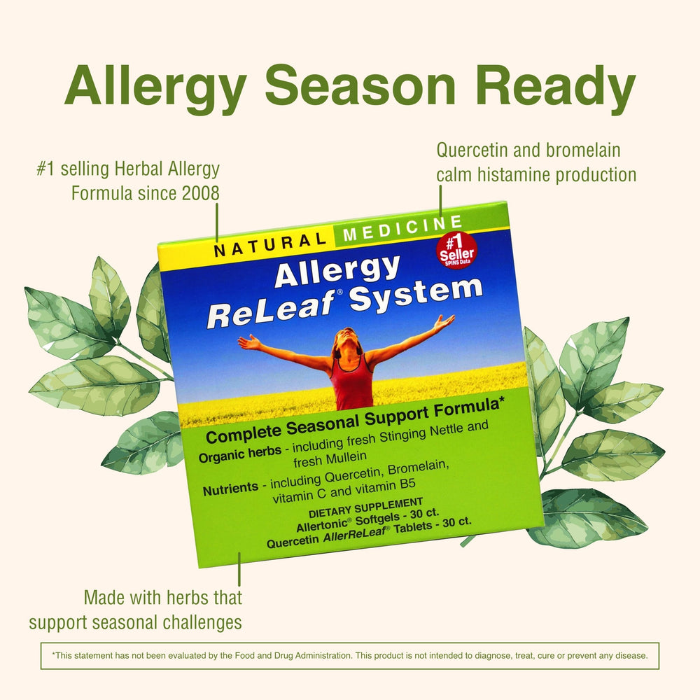 Herbs Etc Allergy ReLeaf label closeup showing gluten-free claim and natural ingredients