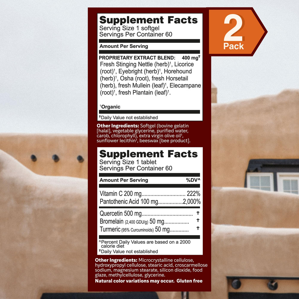Herbs Etc. Allergy ReLeaf System 2-pack packaging with gluten-free label