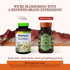 Herbs Etc. Allertonic bottle-label showing ingredients for respiratory wellness.