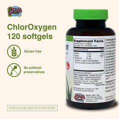 Herbs Etc. ChlorOxygen bottle pour demonstrates easy daily dosage routine