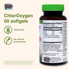 Softgels de ChlorOxygen en la palma, listo para su uso diario.