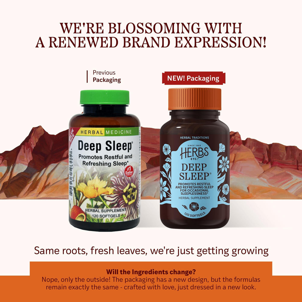 Herbs Etc. Deep Sleep Softgels back label with usage and ingredients