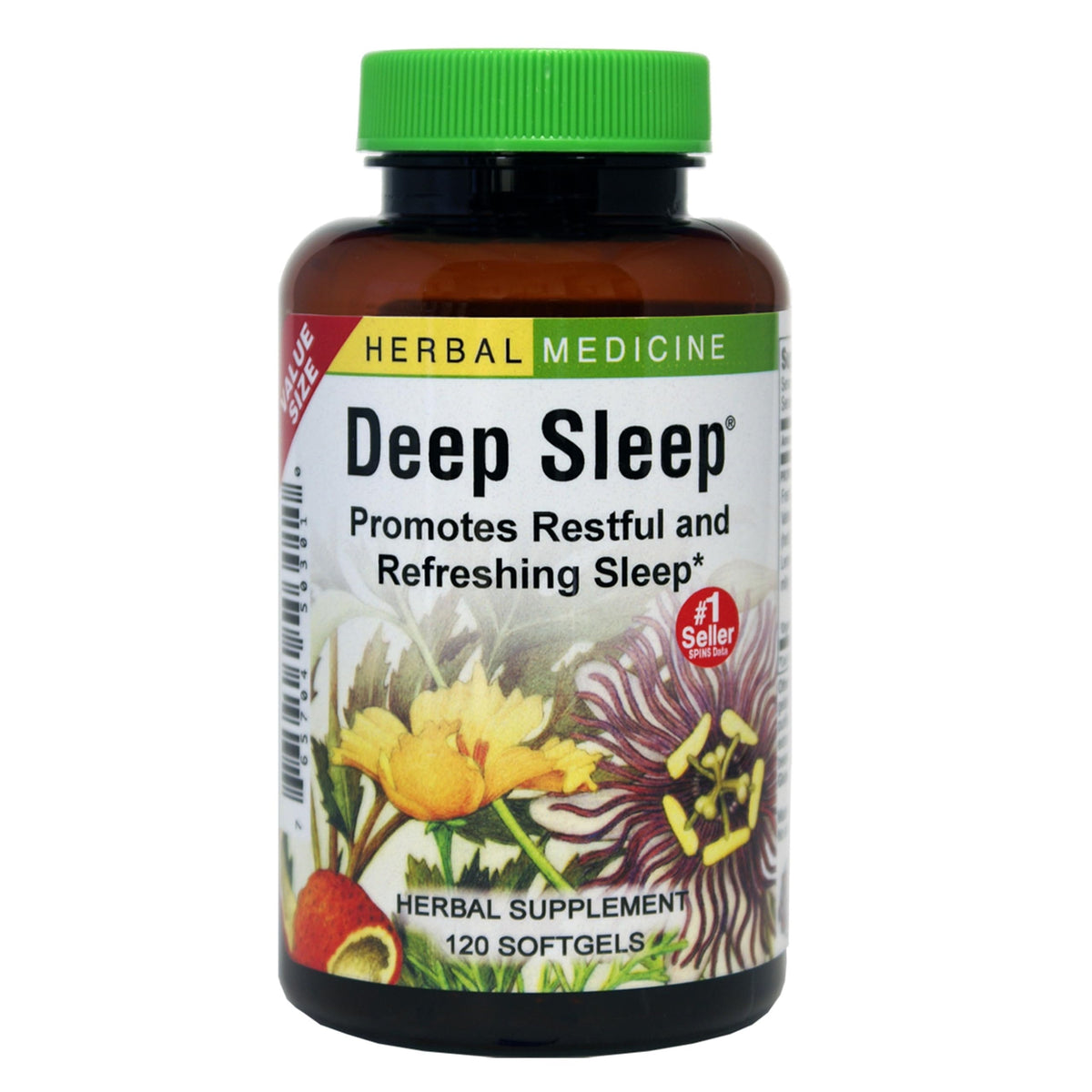 Herbs Etc. Deep Sleep softgels bottle promotes calm nights and restful sleep