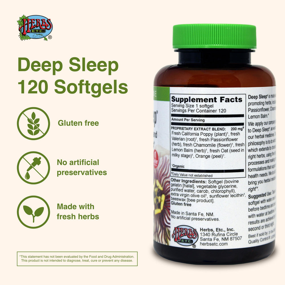 Herbs Etc. Deep Sleep softgels with passionflower for soothing nighttime calm