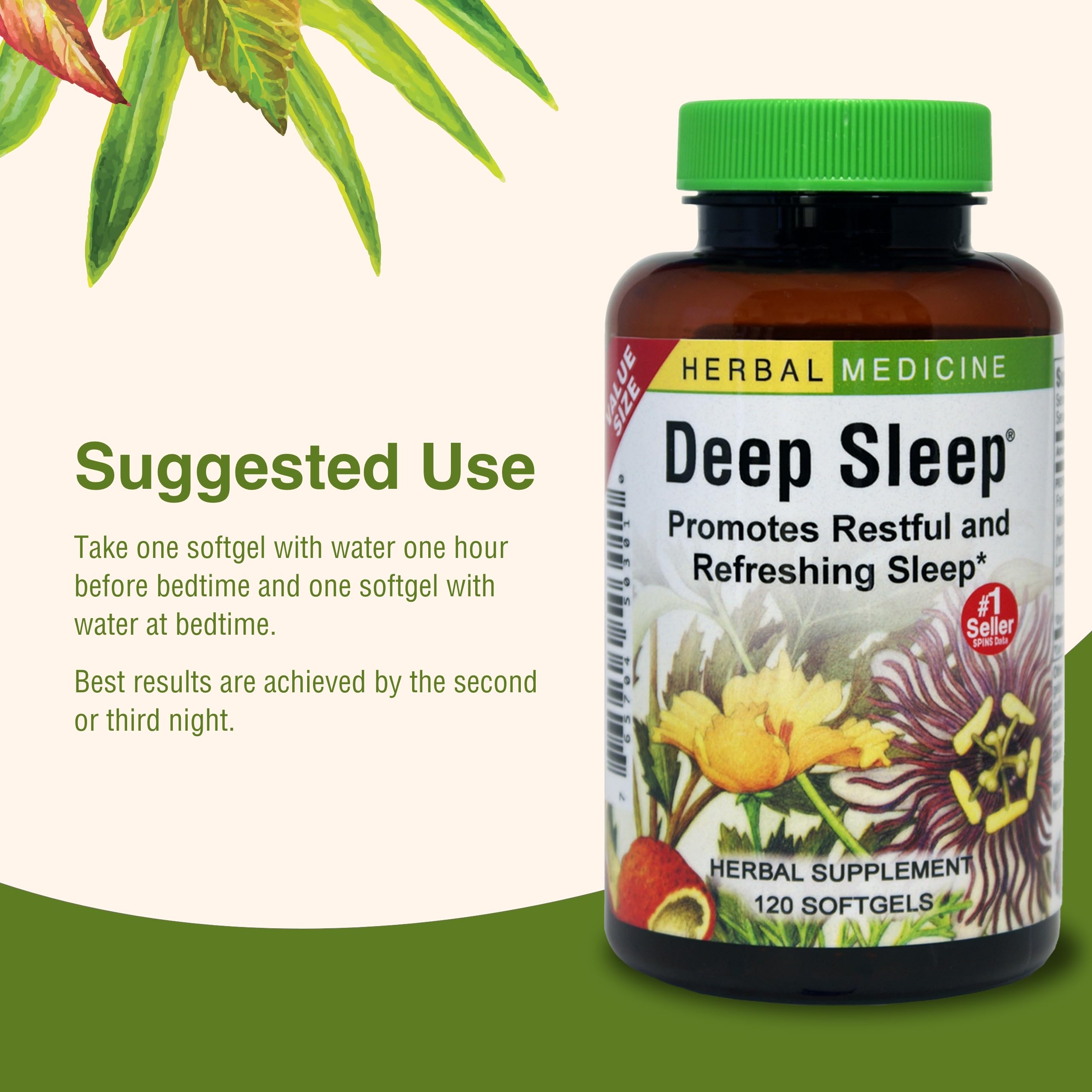 Softgel capsule texture of Herbs Etc. Deep Sleep softgels suggests easy ingestion