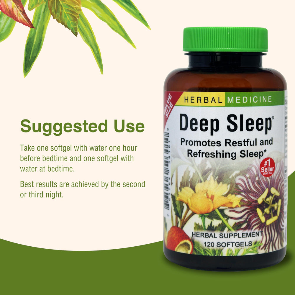 Softgel capsule texture of Herbs Etc. Deep Sleep softgels suggests easy ingestion