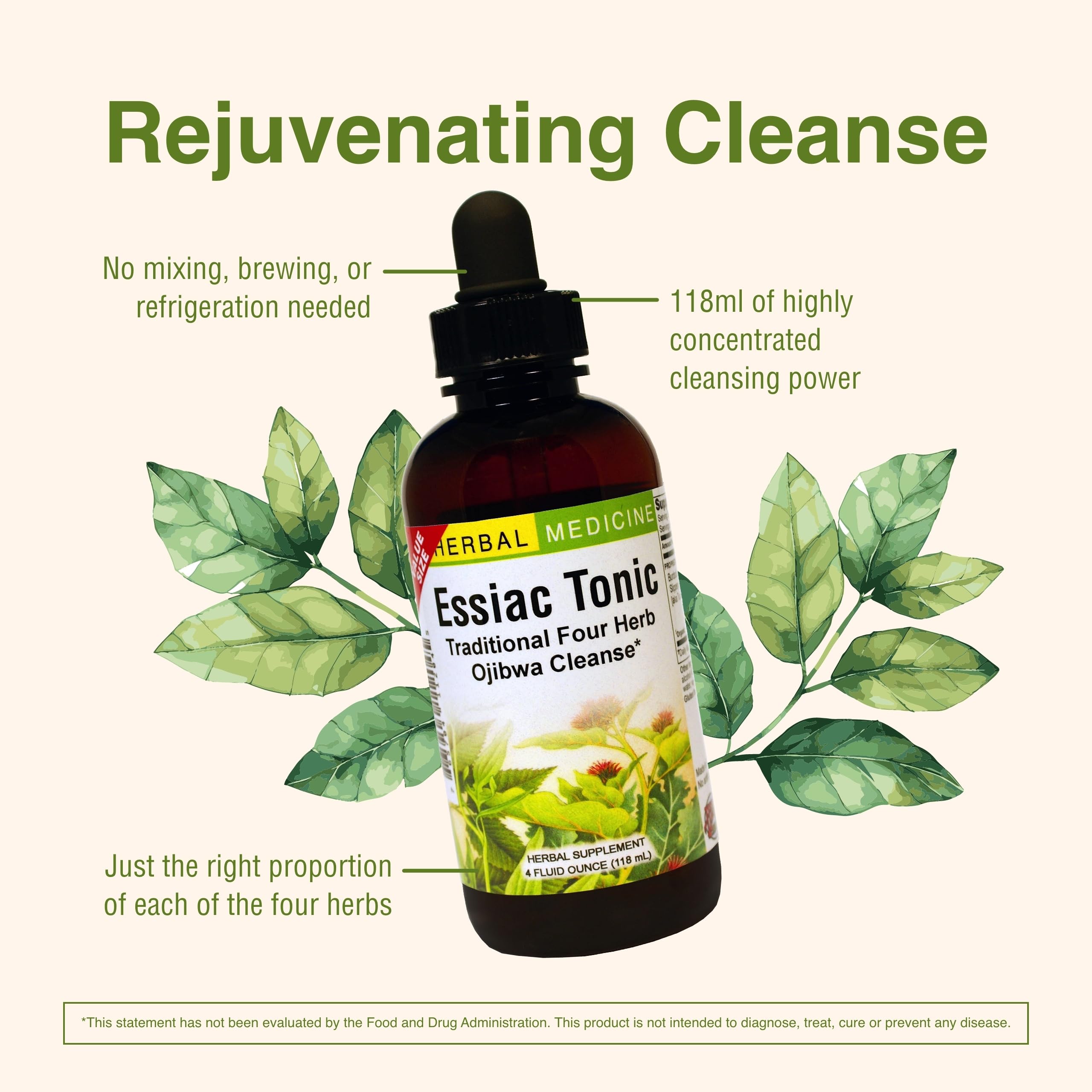 Herbs Etc Essiac Tonic label closeup with ingredients and usage notes