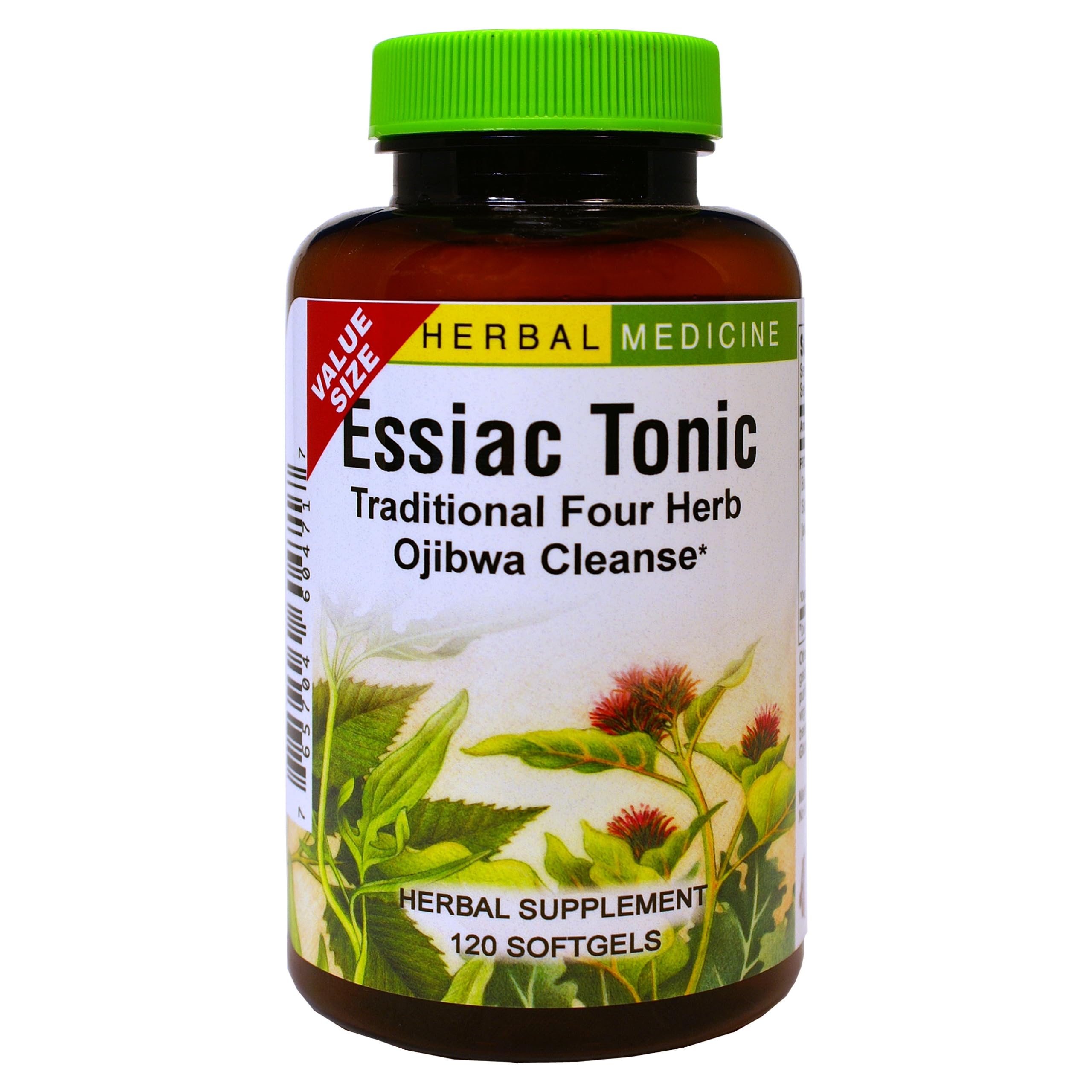 Herbs Etc. Essiac Tonic Softgels bottle on shelf suggests convenient detox support for daily wellness routines