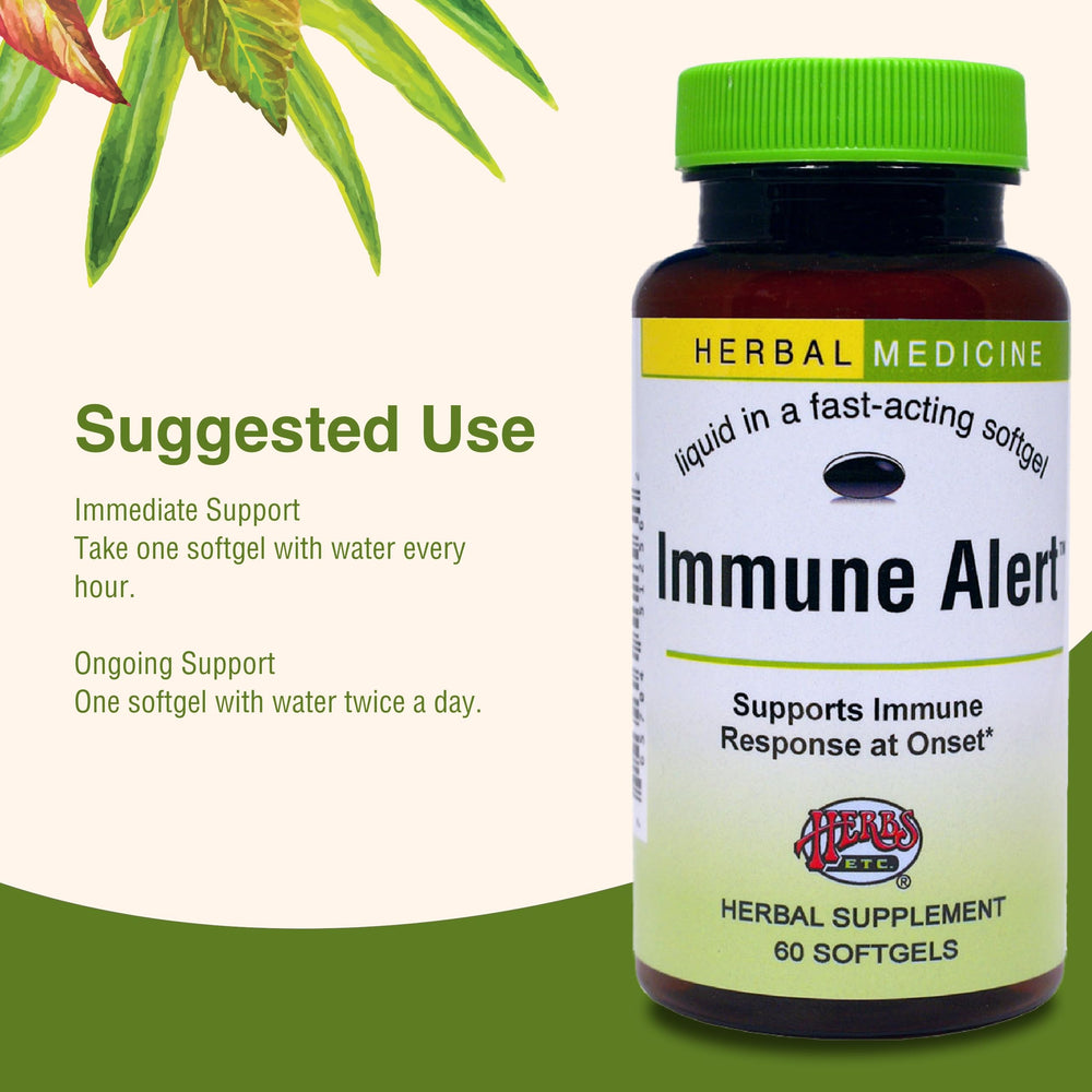 Herbs Etc. Immune Alert box package, eye-catching outer design.