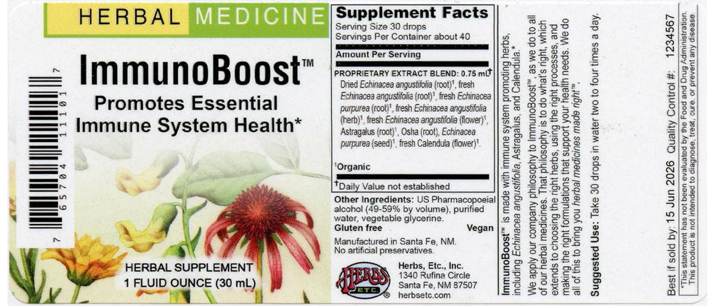 Herbs Etc. ImmunoBoost packaging on shelf highlighting herbal blend