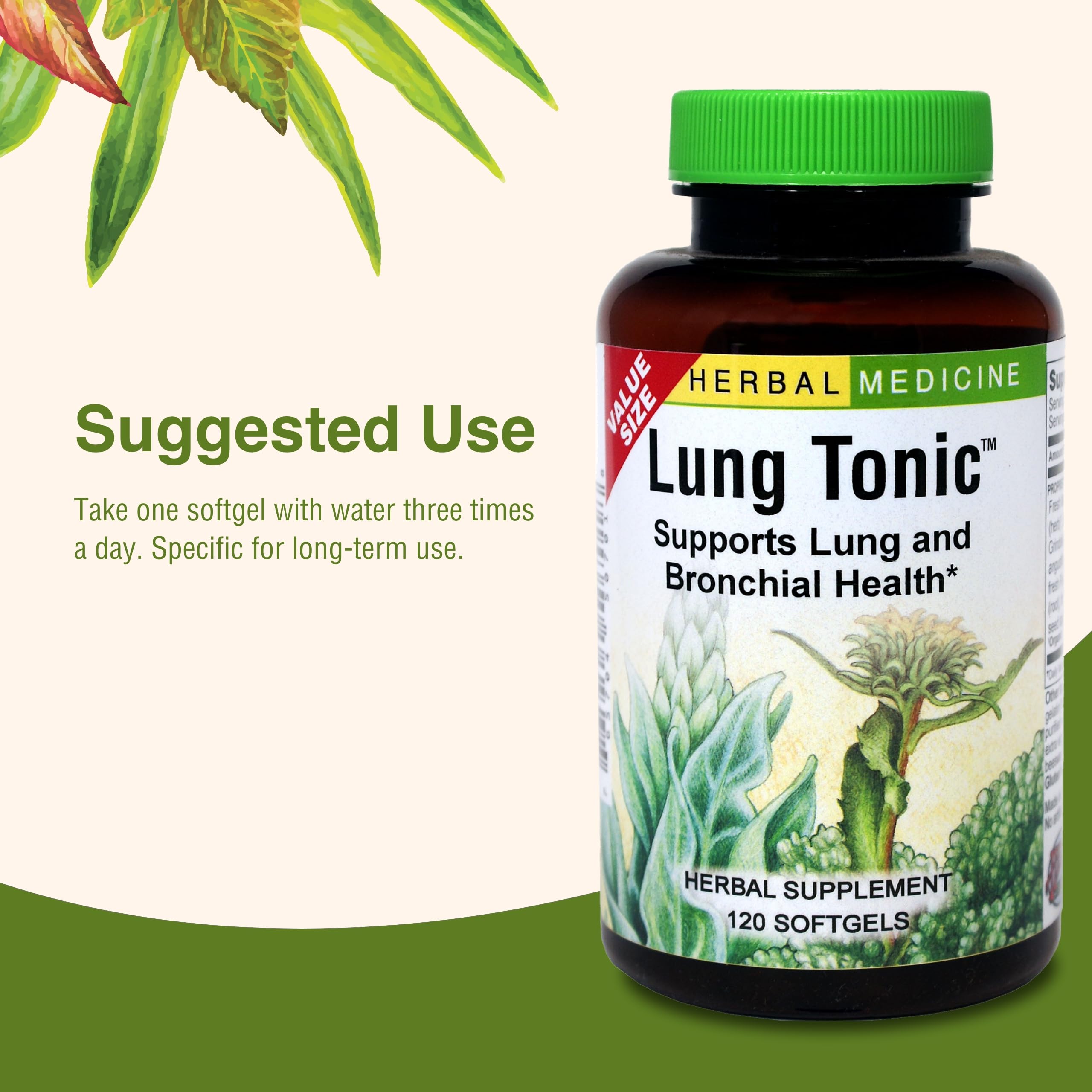 Herbs Etc. Lung Tonic packaging for convenient daily use.