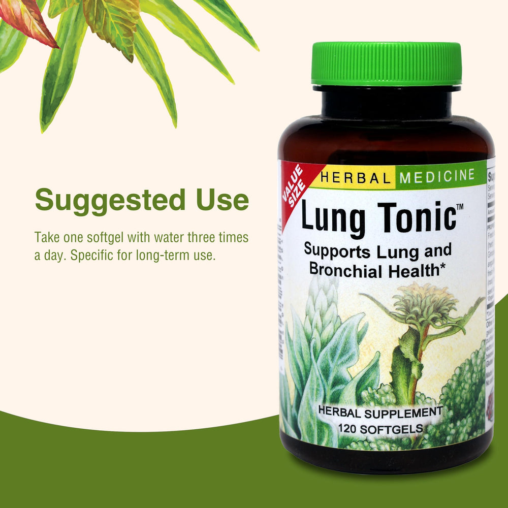 Herbs Etc. Lung Tonic packaging for convenient daily use.