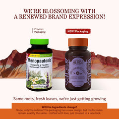 Herbs Etc. Menopautonic softgels label closeup showing natural ingredients