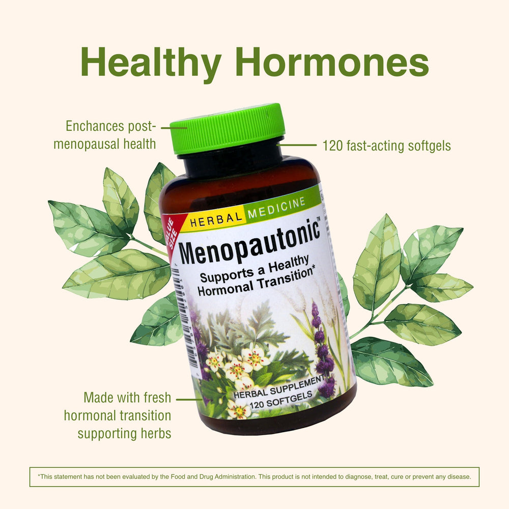 Closeup of herbs Etc. Menopautonic softgels for daily use