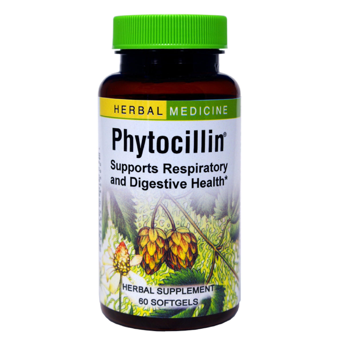 Herbs Etc. Phytocillin softgels bottle front view supports daily respiratory balance
