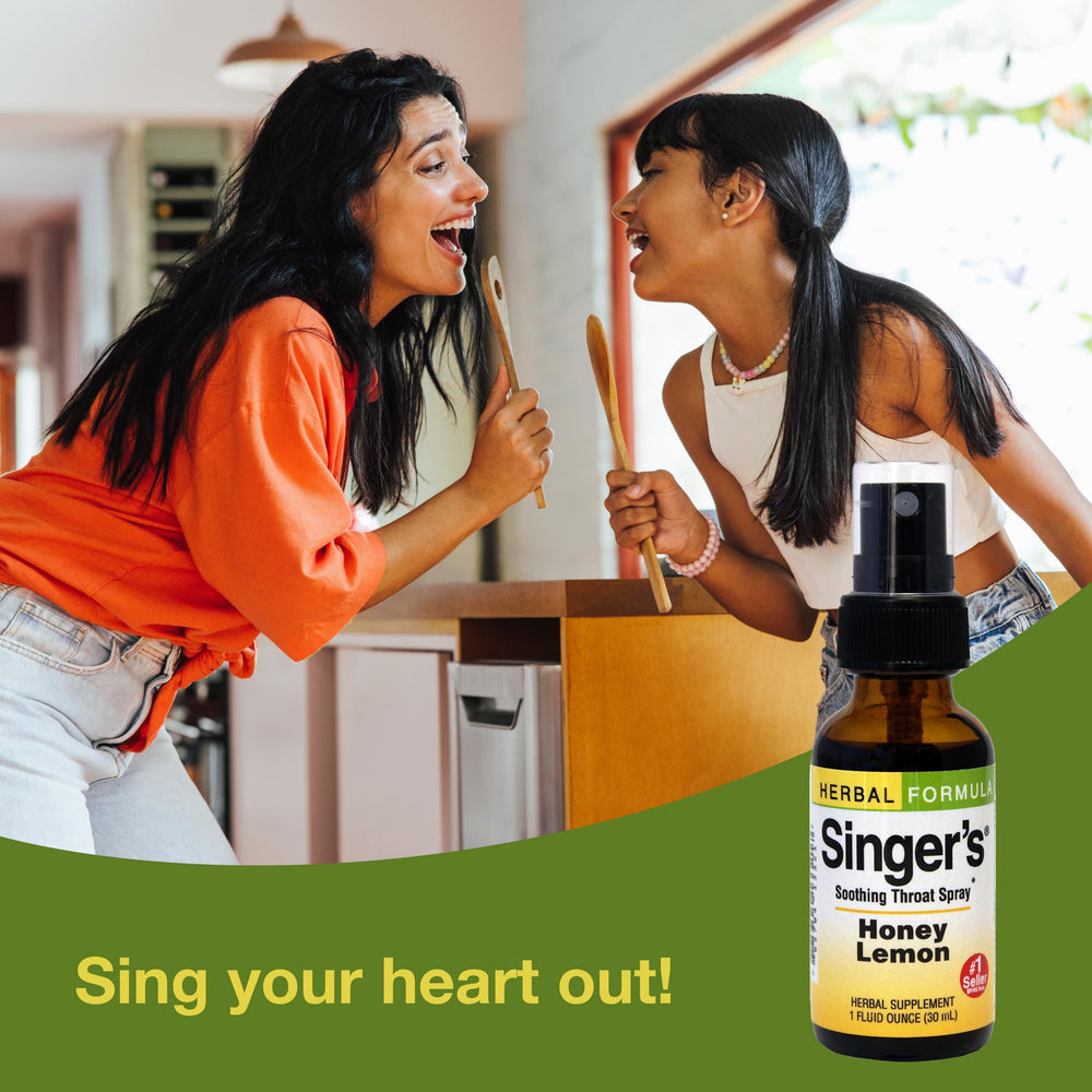 Herbs Etc. Singer's Saving Grace label close-up highlights herbal blend for seasonal throat support.
