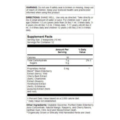 Herbs for Kids Eldertussin label highlights cherry berry flavor and safety
