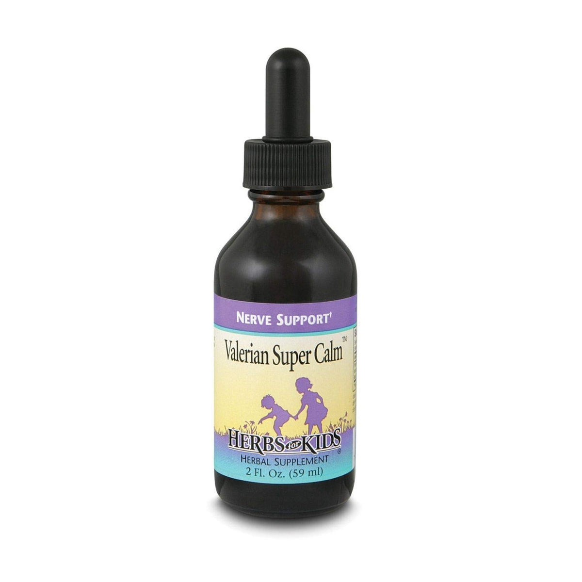 Herbs For Kids Valerian Super Calm bottle, soothing bedtime routine for kids.
