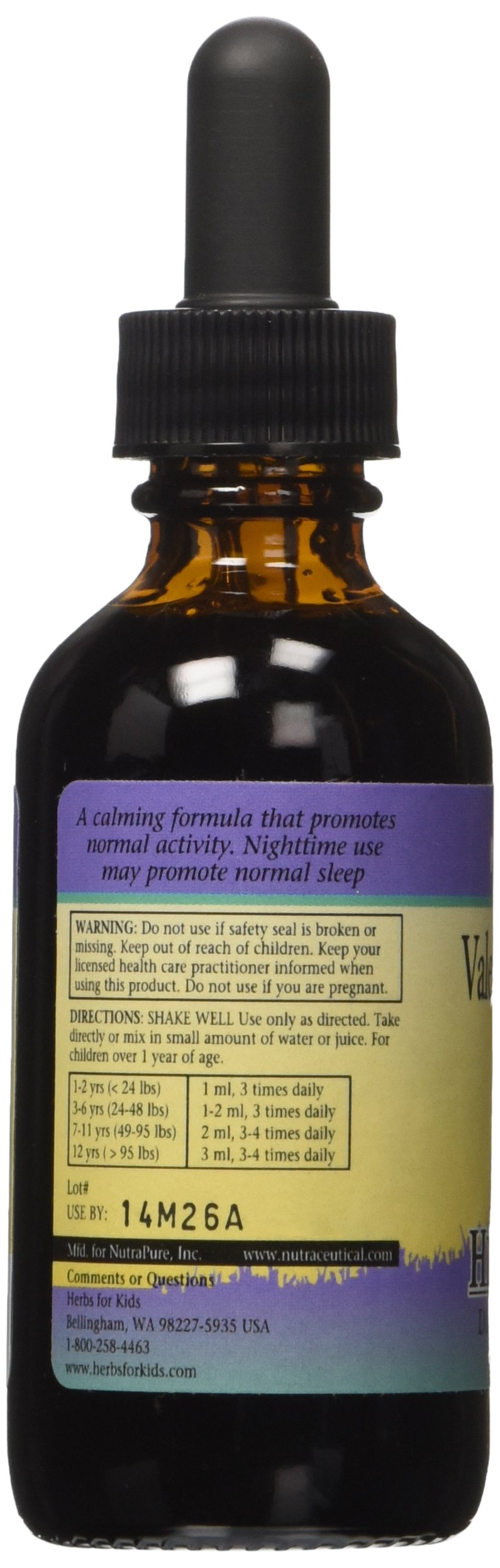 Herbs For Kids Valerian Super Calm dropper, easy bedtime dosing for children.