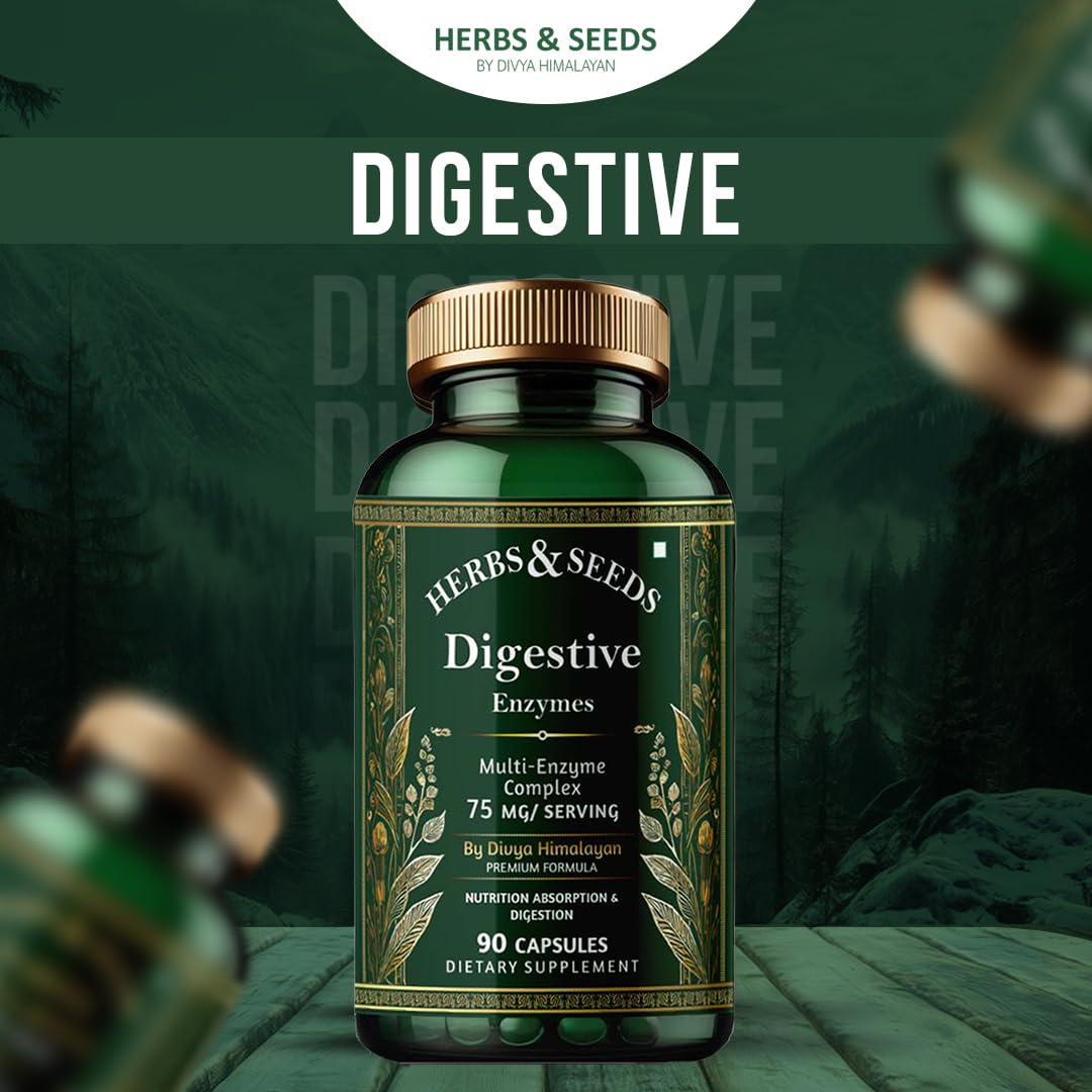 HERBS & SEEDS Digestive comfort scene suggests relief after meals.