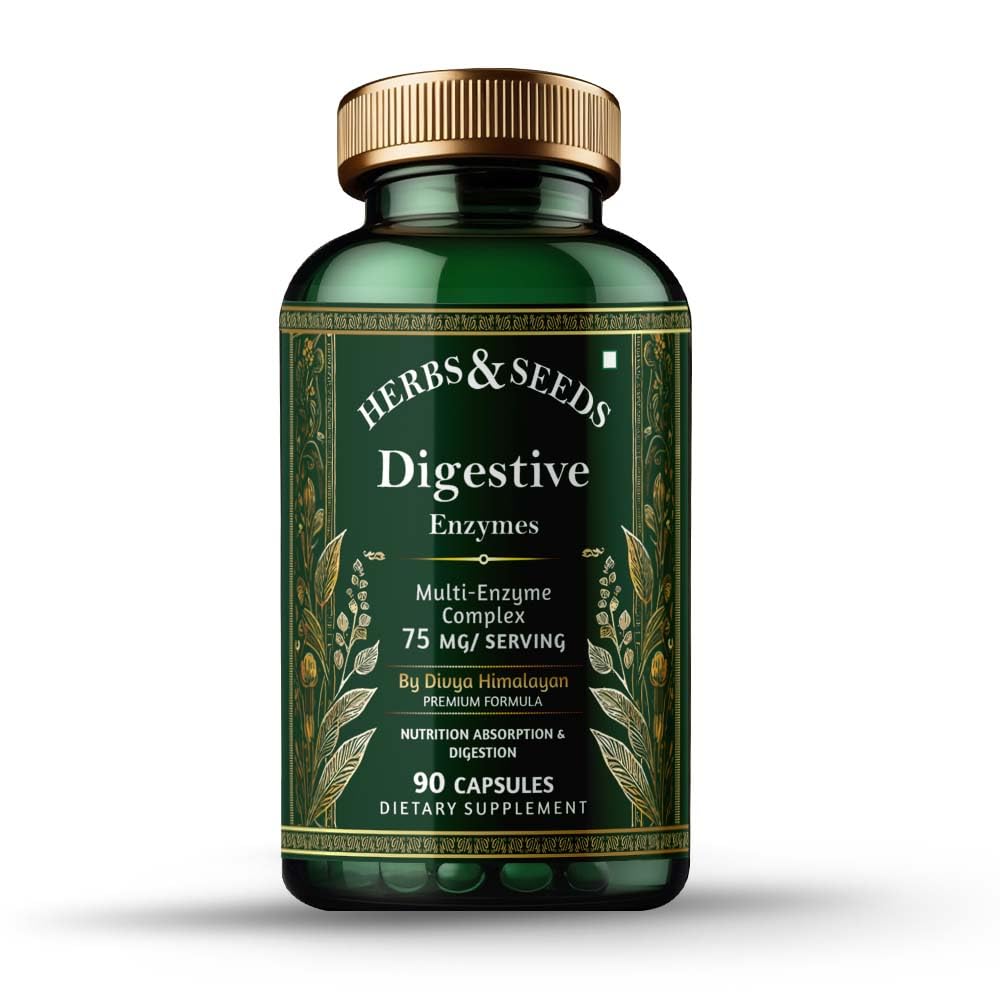 HERBS & SEEDS Digestive Enzymes bottle supports daily digestion.