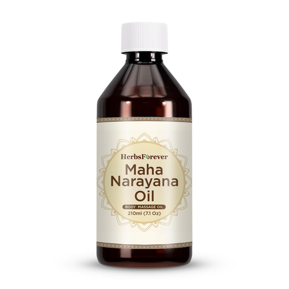 Herbsforever Maha Narayan Oil bottle pour for smooth, easy application.