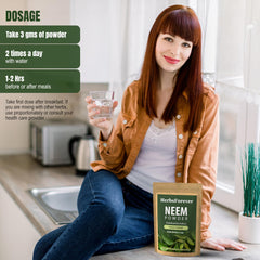 HerbsForever Neem Powder packaging box conveys organic, non GMO vegan credentials.
