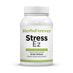 Herbsforever Stress Ez capsules bottle for easy daily stress support and focus.