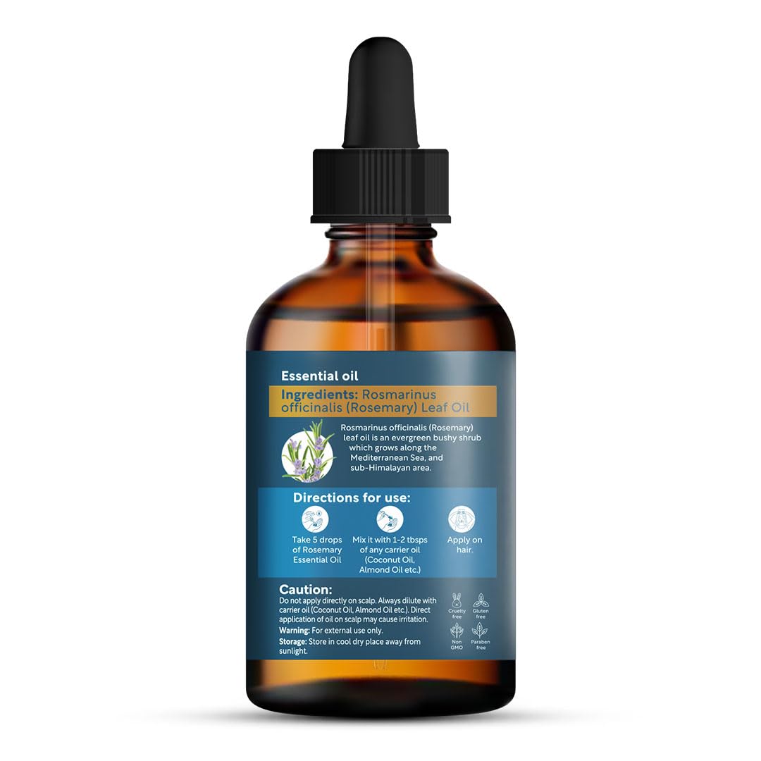 Herbsindia Rosemary Oil product shot emphasizing natural ingredients and aroma.