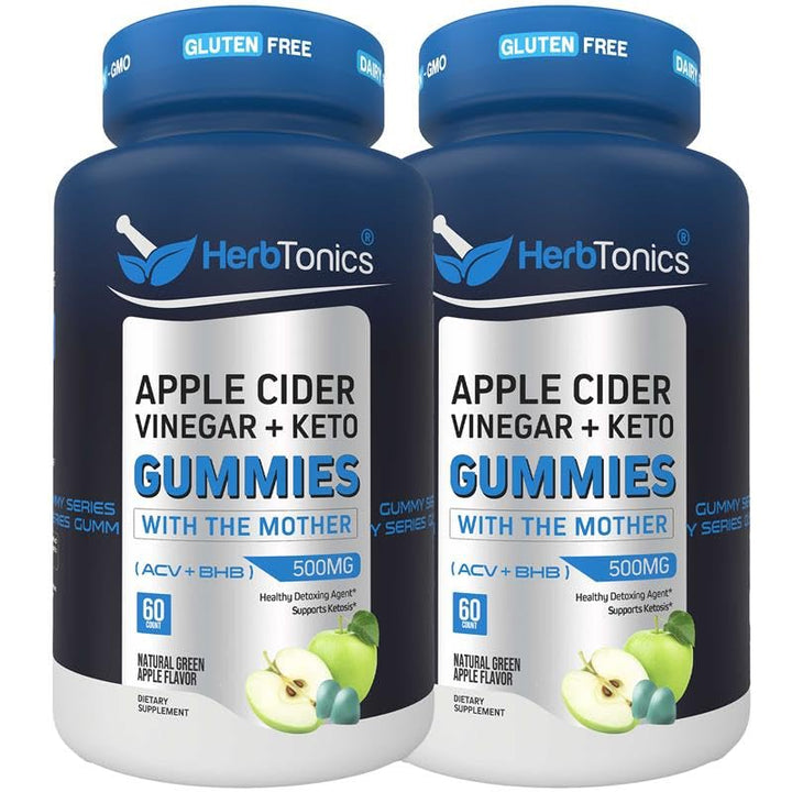 Herbtonics front label showing sugar-free keto ACV gummies and benefits