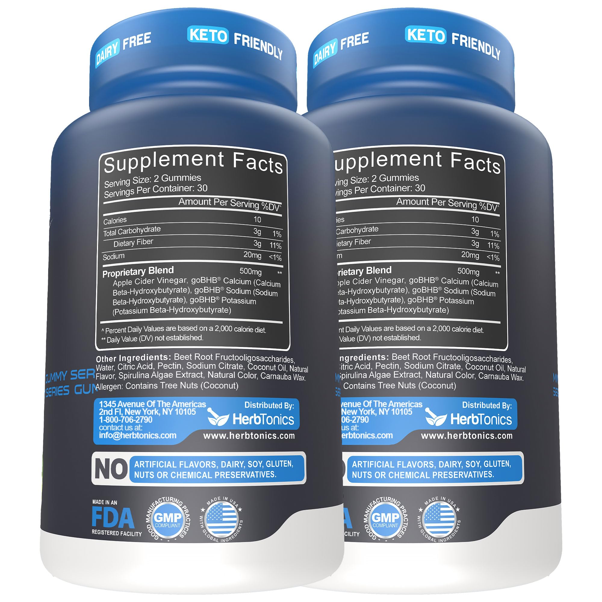 jar with Herbtonics third-party testing seal and cGMP manufacturing badge