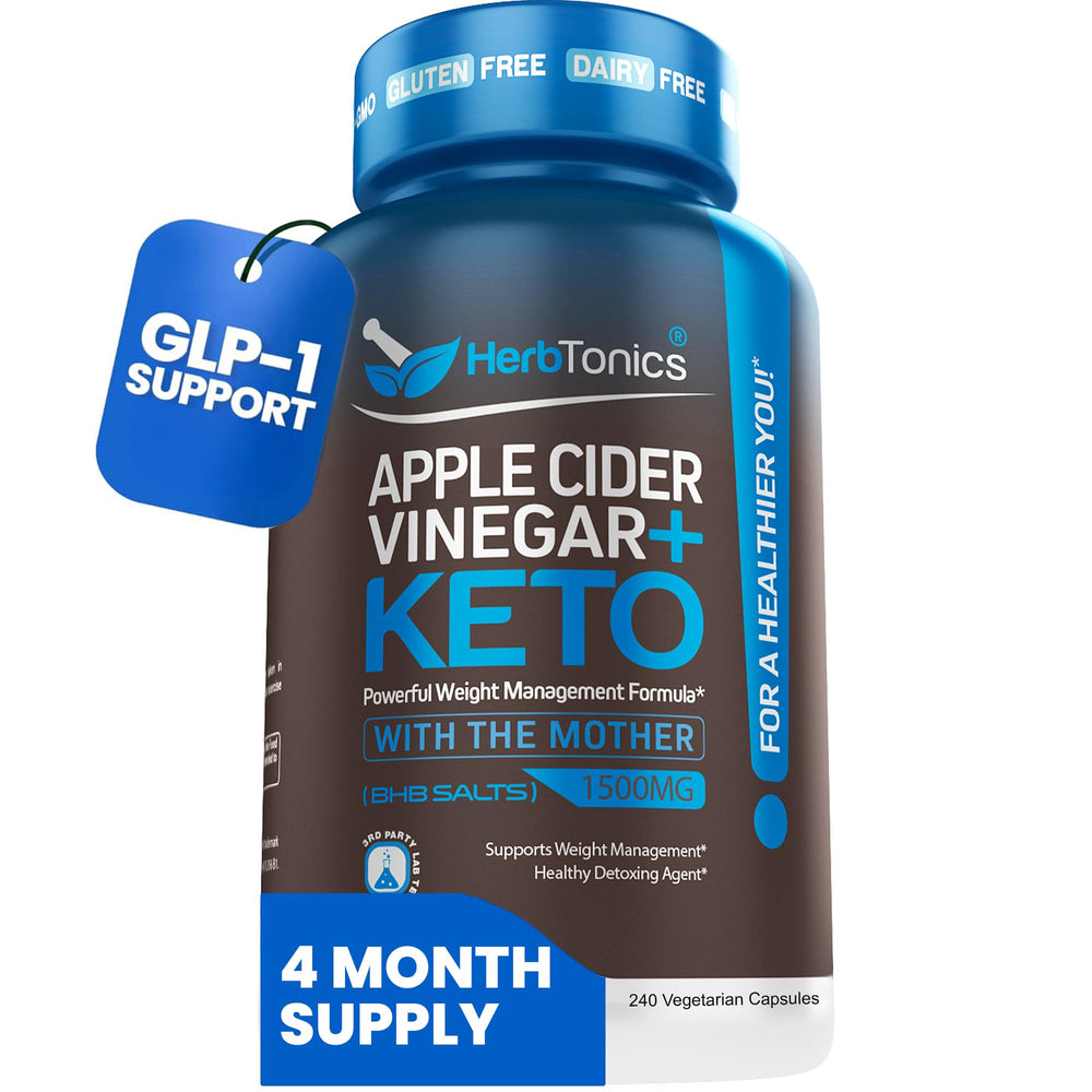 Herbtonics Keto Metabolic Optimizer bottle with capsules for steady energy.