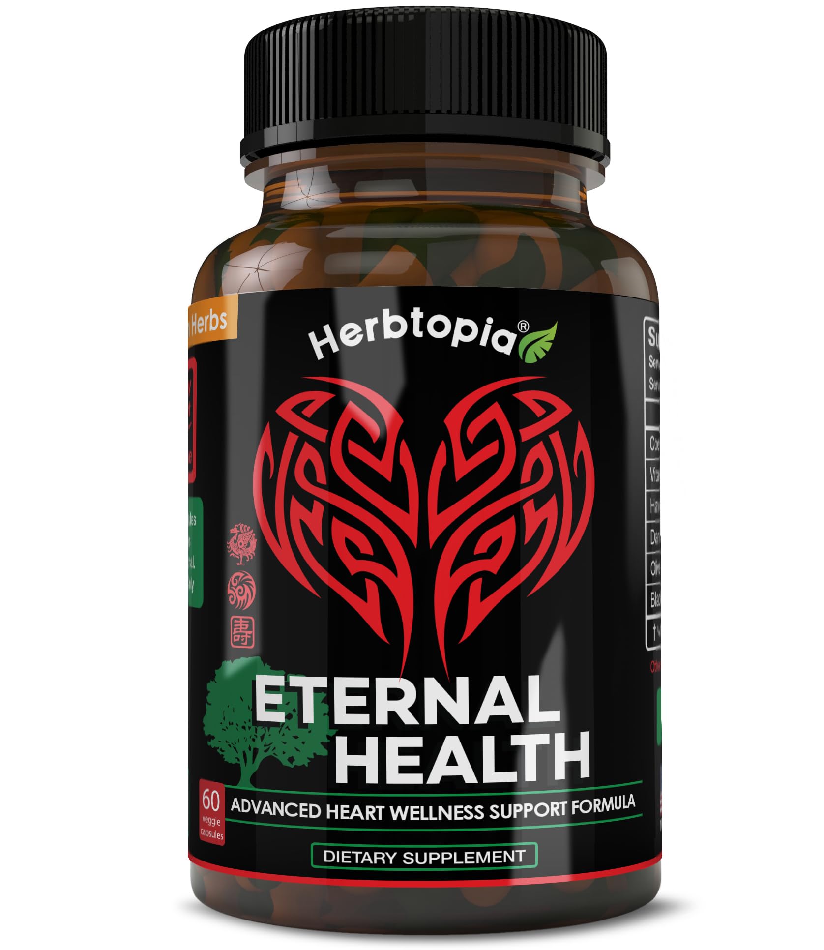 Herbtopia Eternal Health bottle front view supporting daily heart health