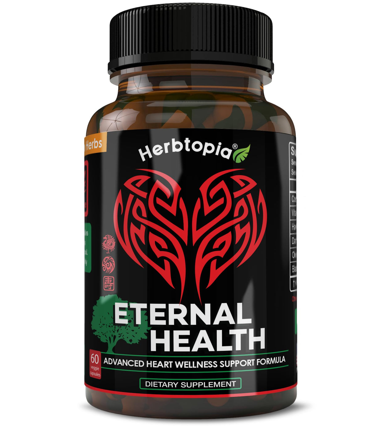 Herbtopia Eternal Health bottle front view supporting daily heart health
