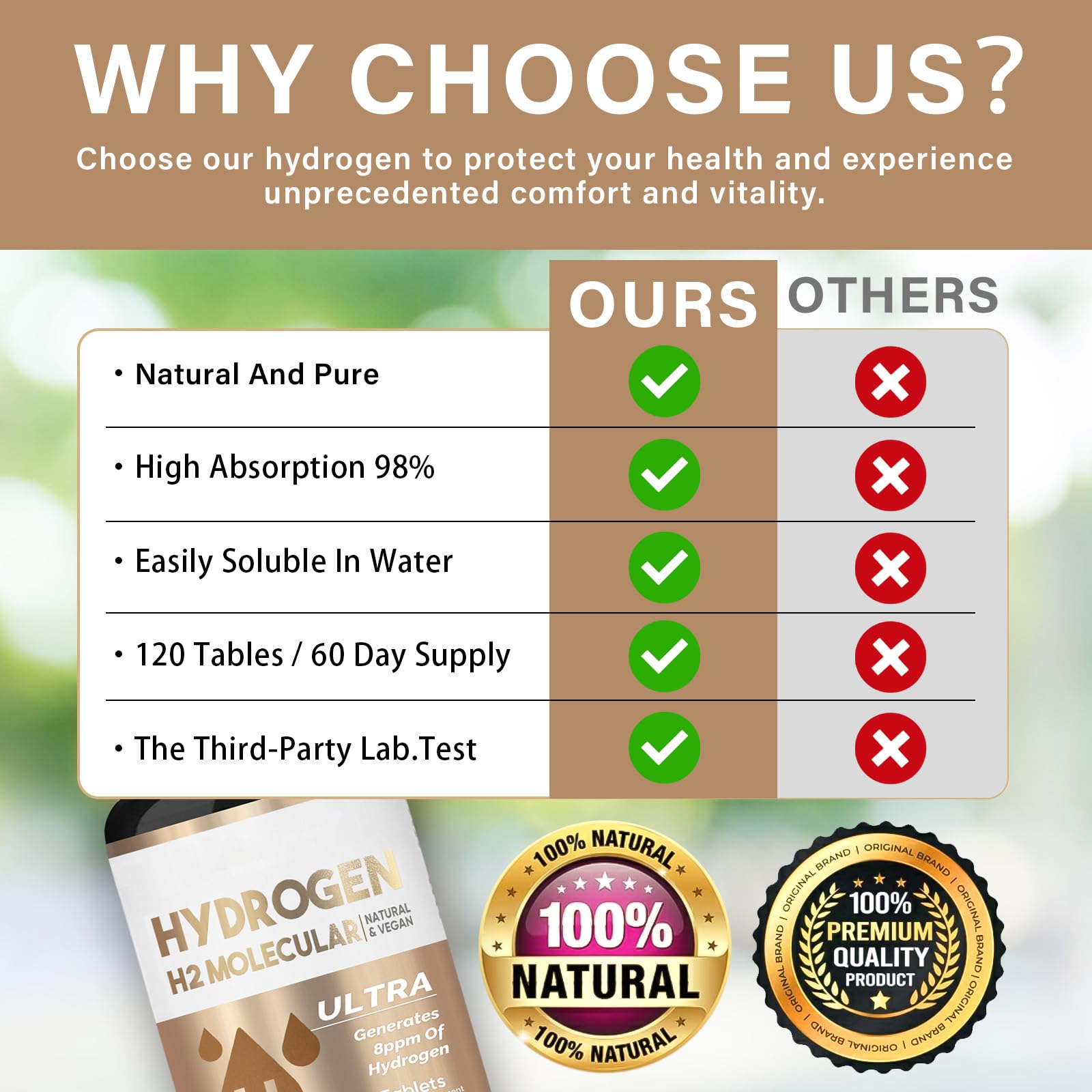HerbX Hydrogen Water Tablets stored in a cool, dry place to maintain quality.