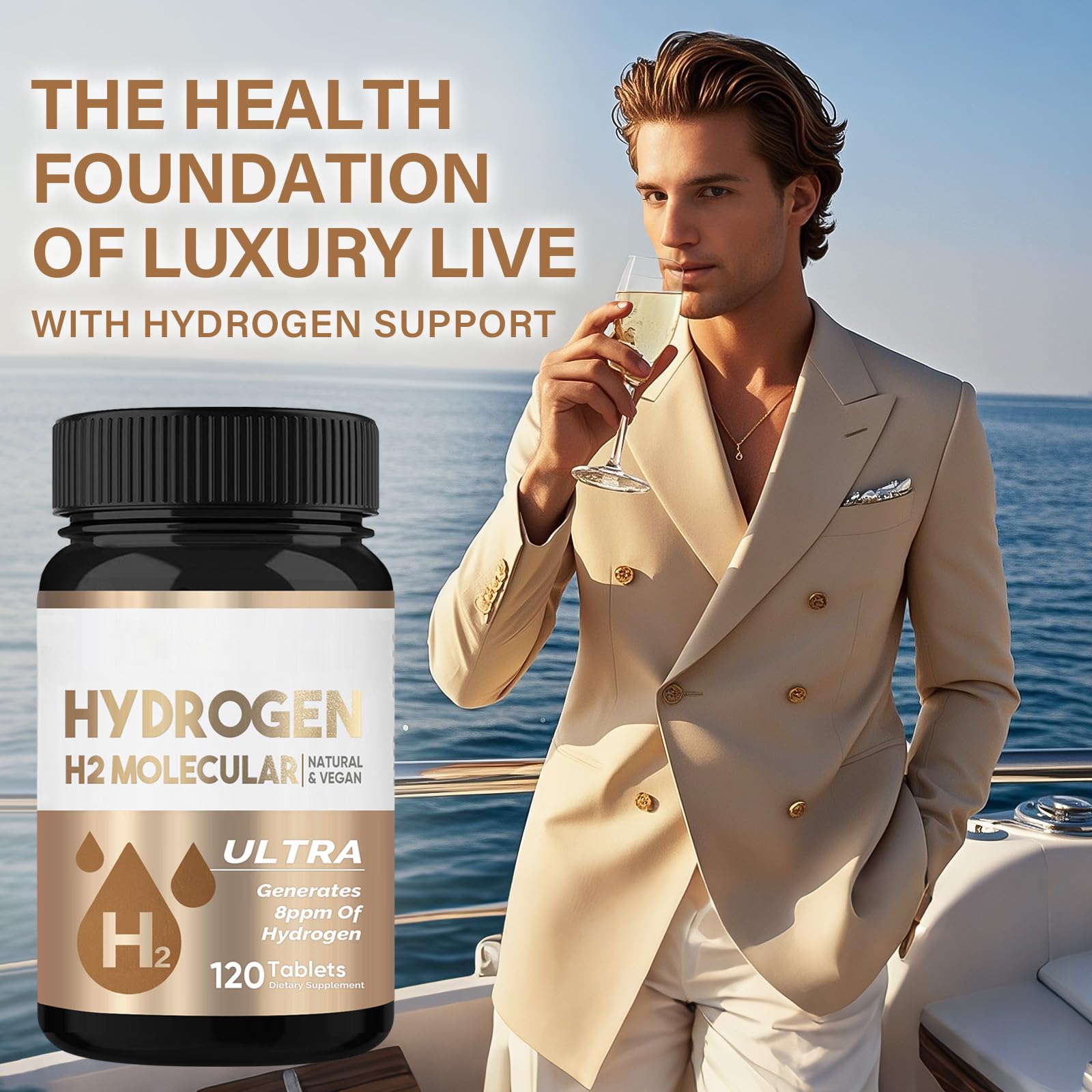 HerbX Hydrogen Water Tablets releasing hydrogen in water for a refreshing boost.