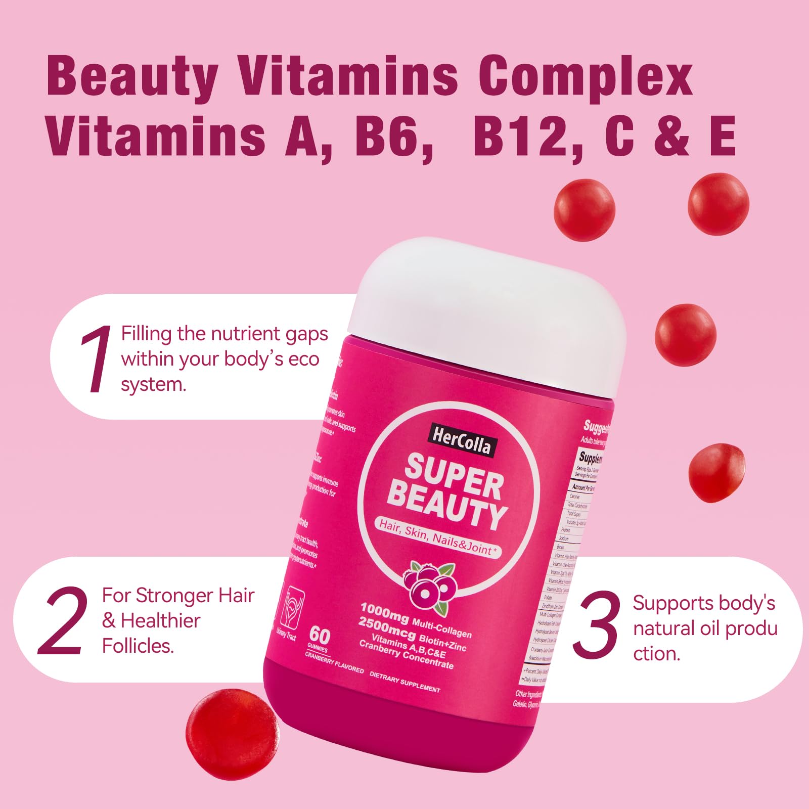 Gummy close-up emphasizes glossy surface and cranberry flavor