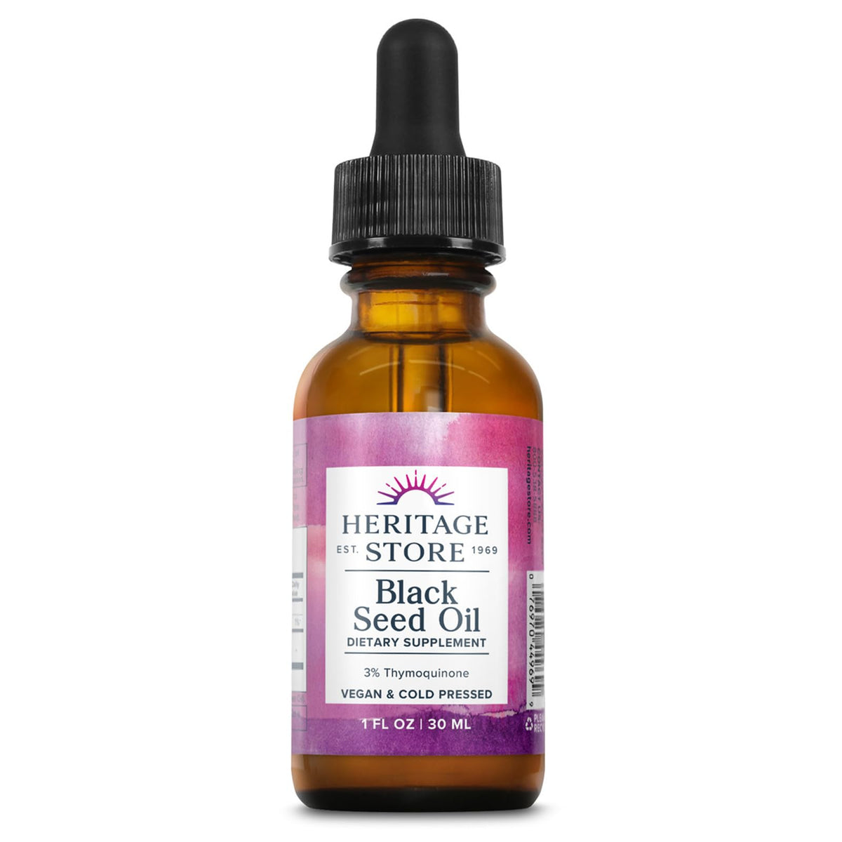 HERITAGE STORE Black Seed Oil bottle front view highlighting premium cold-pressed oil